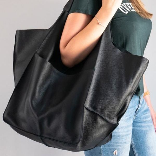 Wholesale Soft Leather Large Capacity Shoulder Hand Tote Bag