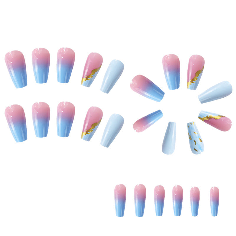 Wholesale Blue Halo Dyed Medium and Long Plastic Fake Nail Patches