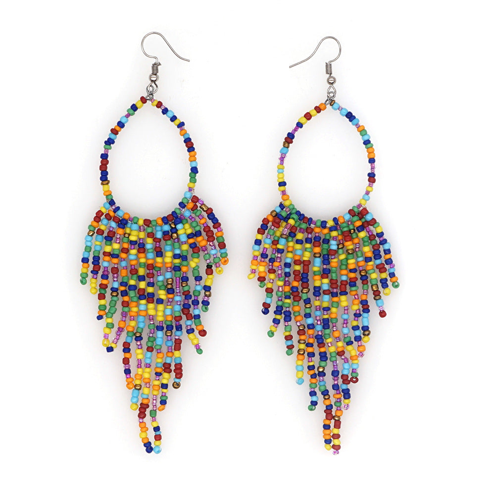 Wholesale Jewelry Ethnic Eyes Rice Beads Earrings