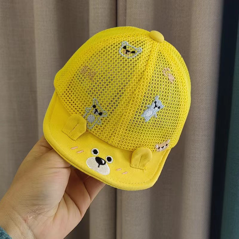 Wholesale Cotton Kids Animal Embroidery Thin Mesh Cap