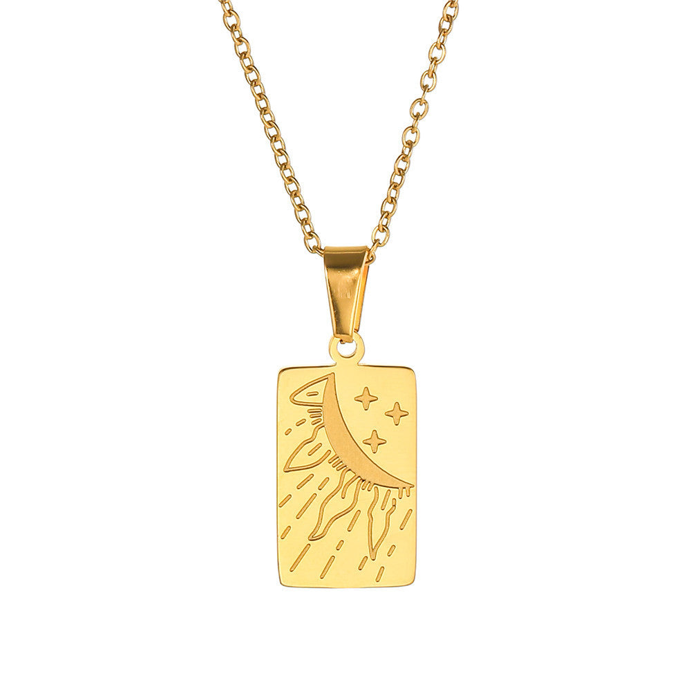 Venta al por mayor collar colgante grabado Tarot de acero inoxidable