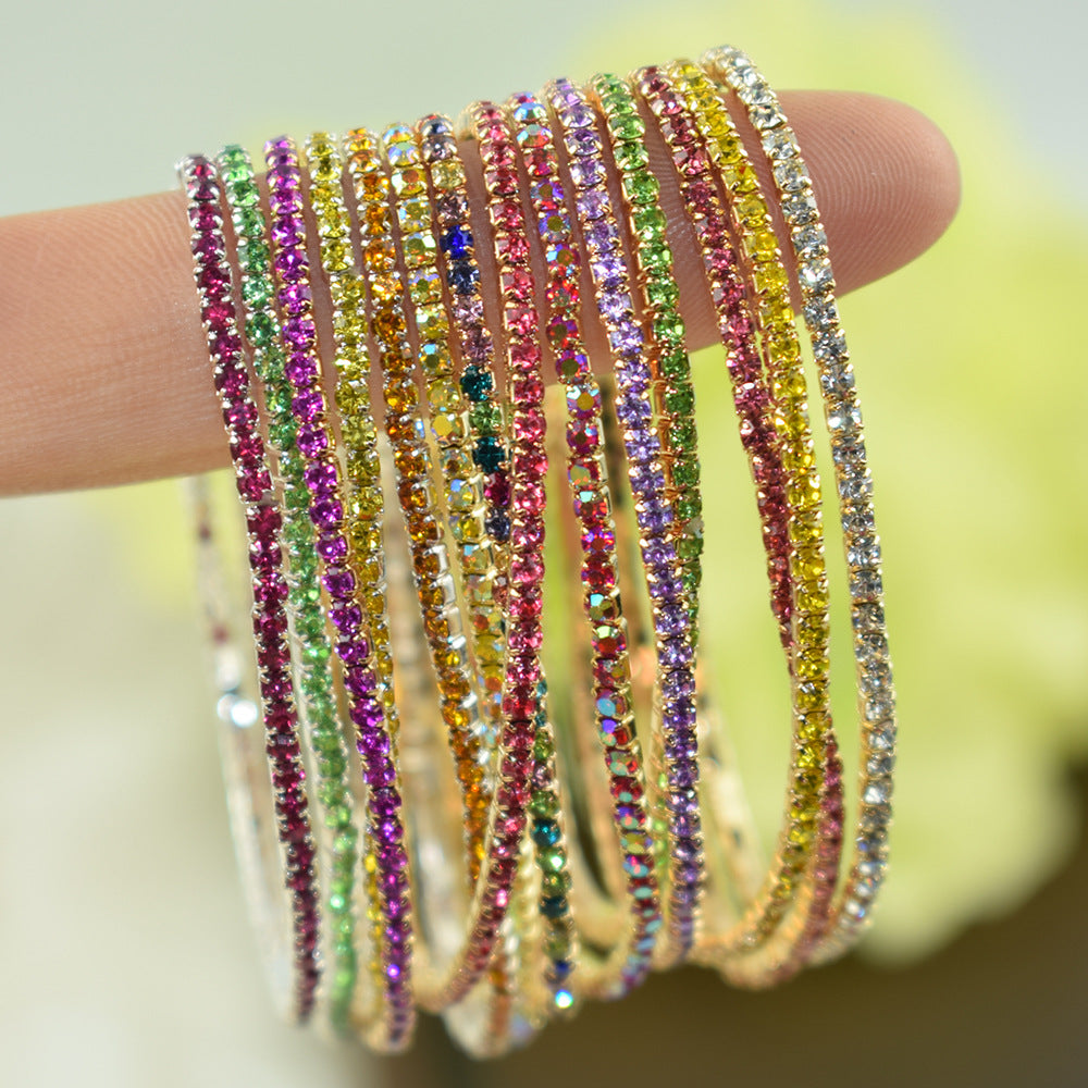Wholesale 10Pcs/Pack Color Zircon Rhinestone Bracelet