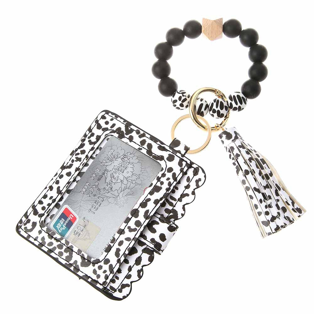 Wholesale Silicone Beaded Bracelet Card Holder Wrist Keychain