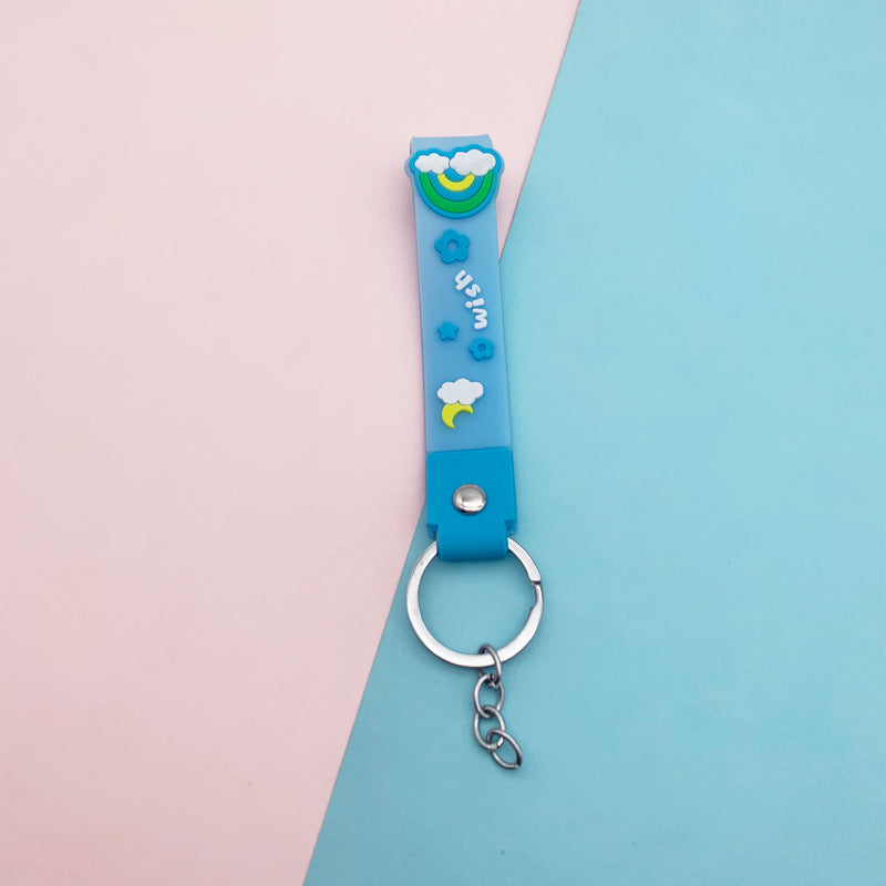 Wholesale Candy Color Rainbow Soft PVC Lanyard Keychains