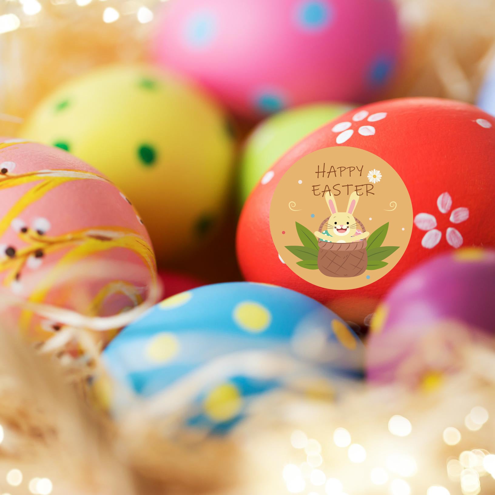 Etiqueta engomada al por mayor de la placa de cobre Etiqueta engomada del conejito del huevo de Pascua