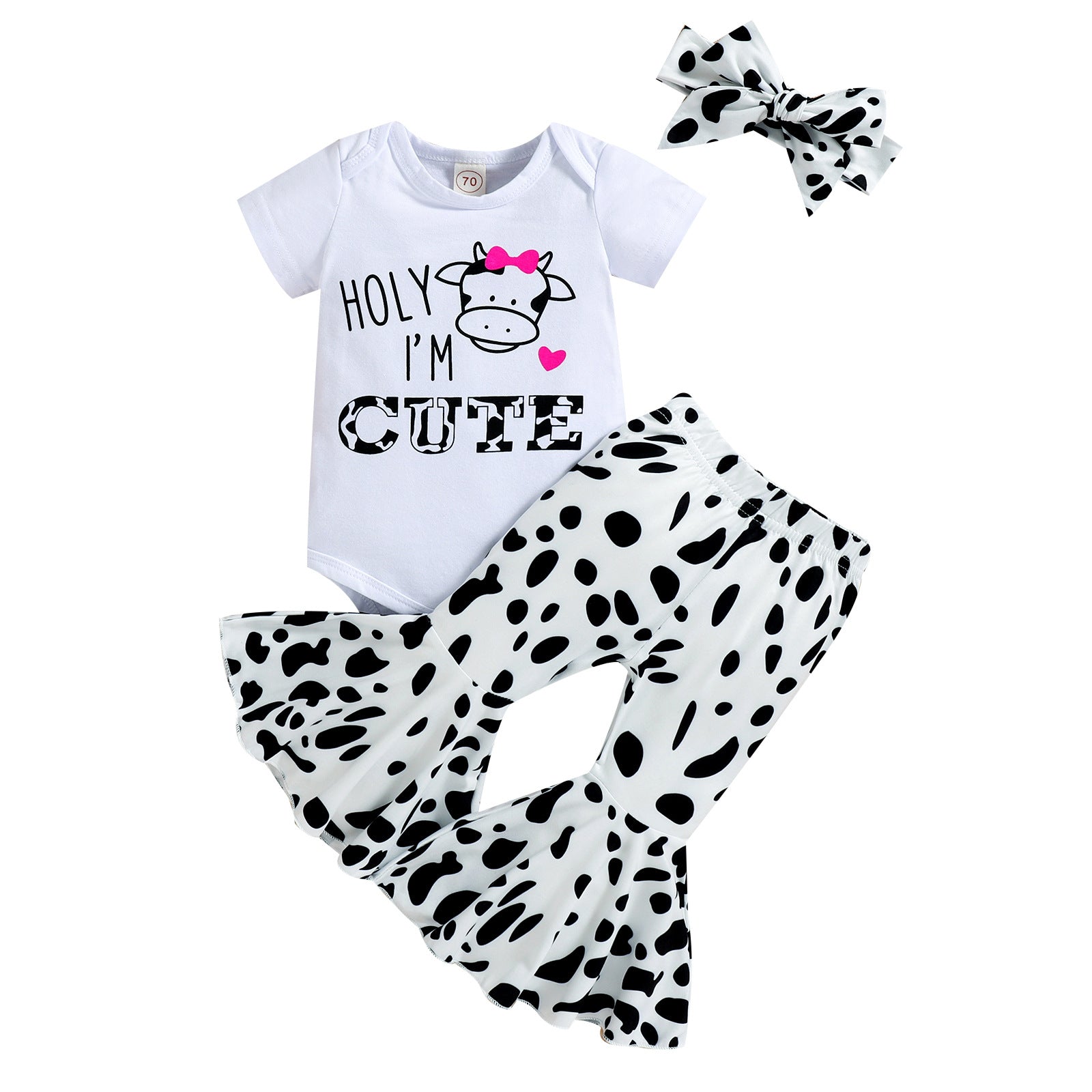 Wholesale Kids Milk Cow Alphabet Print Baby Clothes