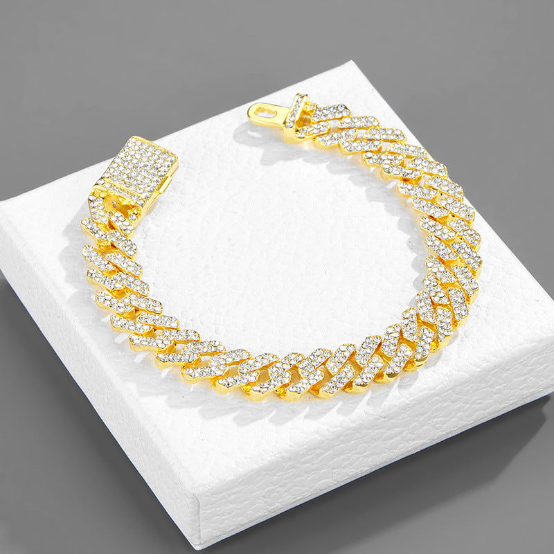 Wholesale Diamond Alloy Cuban Chain Necklace