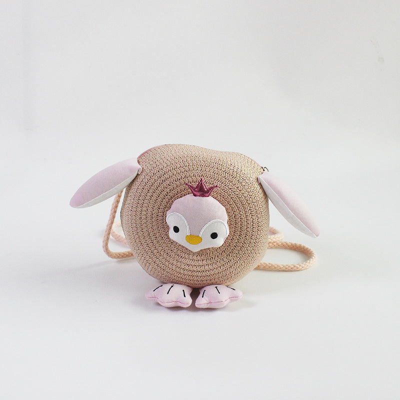 Wholesale Cute Round Fashion Grass Woven Kids Bag