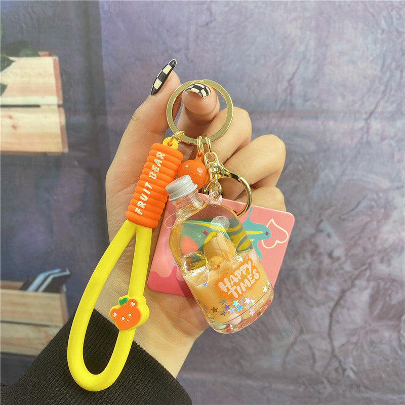 Aceite acrílico al por mayor en la cadena de llave de la botella de deriva líquida