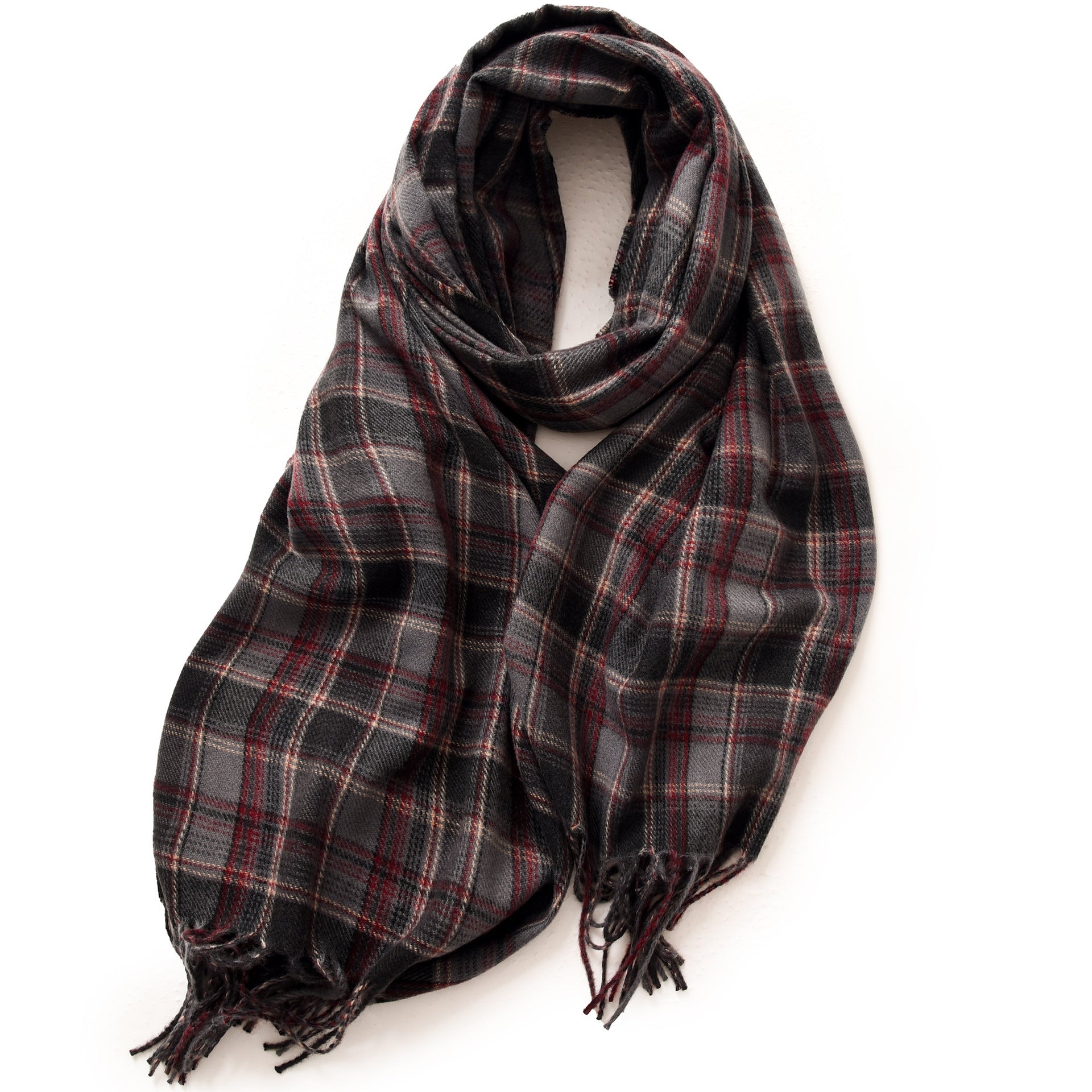 Wholesale New Year's Red Thick Warm Imitation Cashmere Plaid Scarves