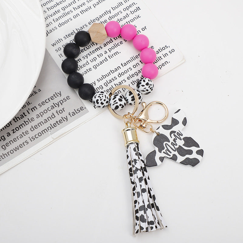 Llavero de la tarjeta de silicona de la cabeza del patrón de vaca al por mayor