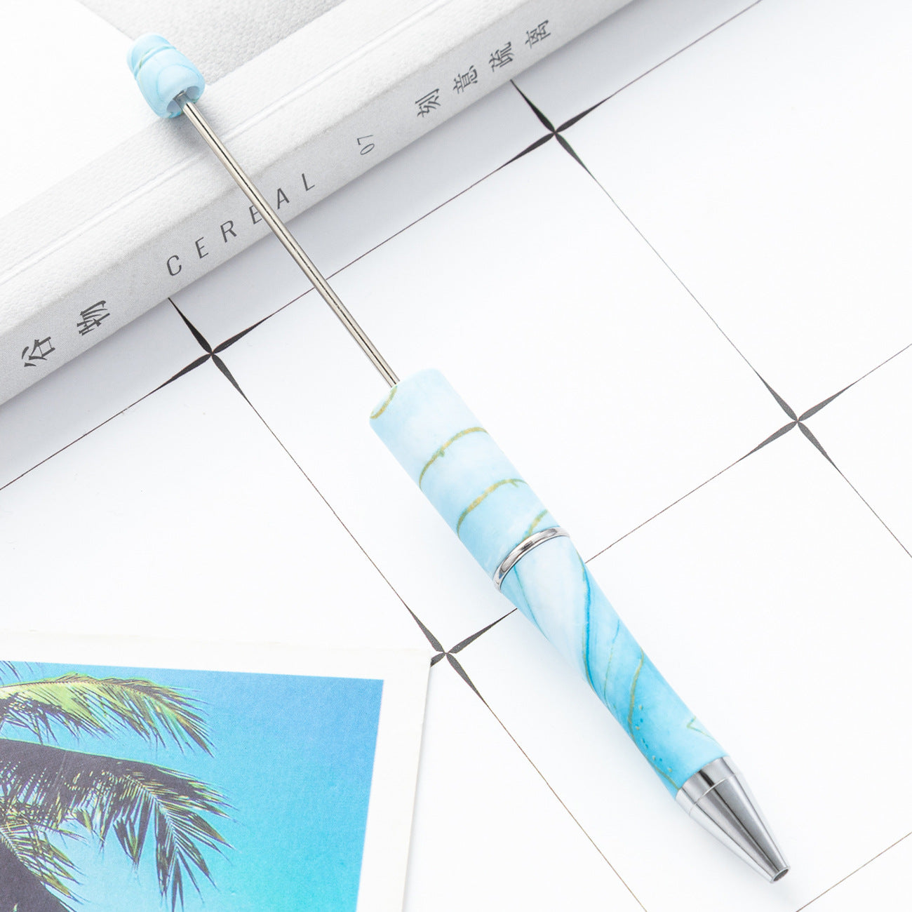 Wholesale Beadable Pens Marbling Print Plastic Pen DIY for Beaded