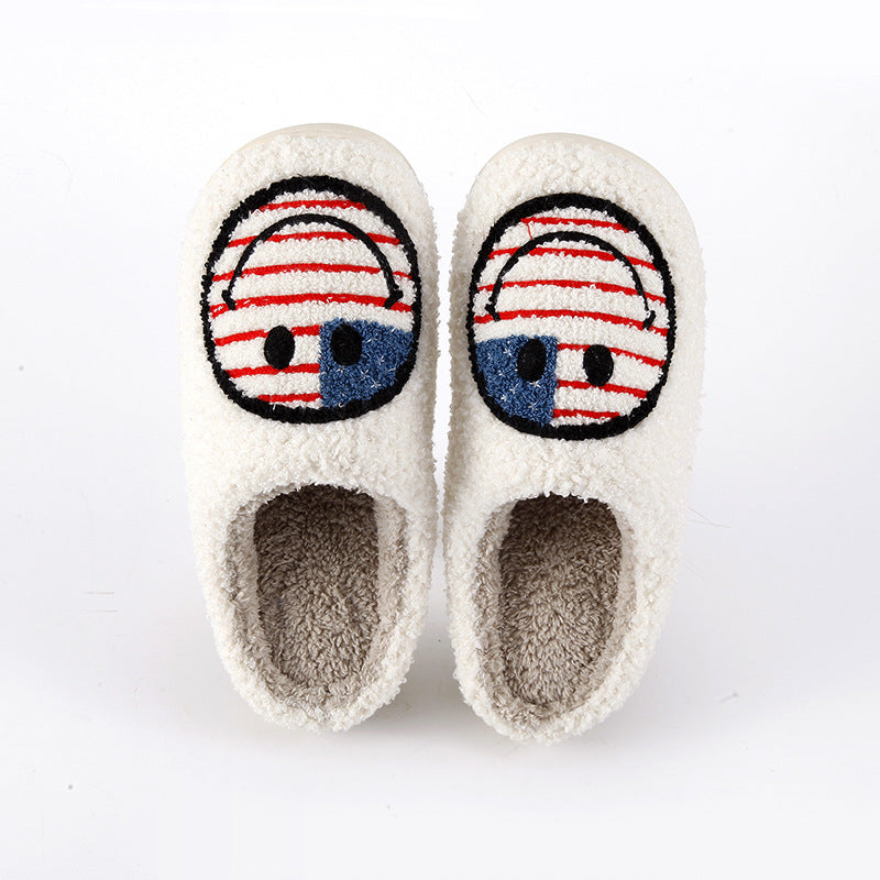 Wholesale New National Flag Smiley Home Warm Winter Cotton Slippers