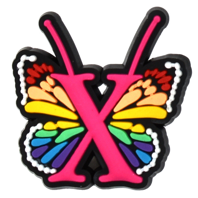 Al por mayor 100 PCS PVC Cartoon Butterfly Alphabet Diy Hebillas