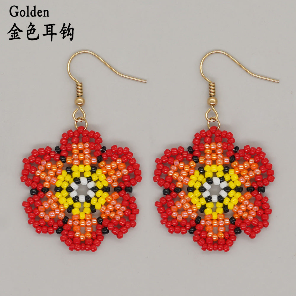 Wholesale Flower Colored Glass Beads Earrings