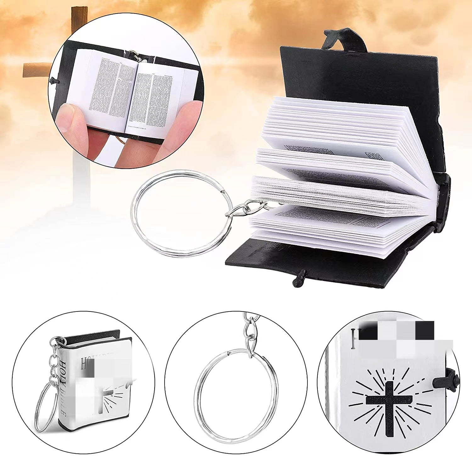 Wholesale Paper Mini Book English Cross Keychains