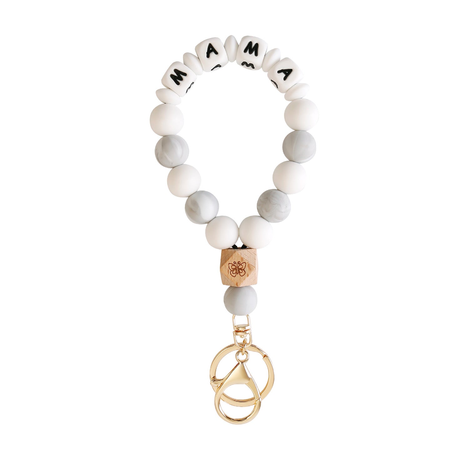 Wholesale Handmade Beaded MAMA Silicone Wrist Key Chain