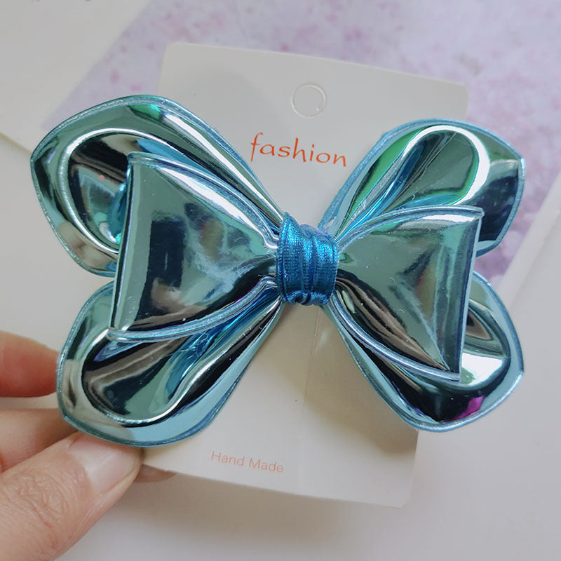 Wholesale PU Glossy Oversized Bow Hair Clips