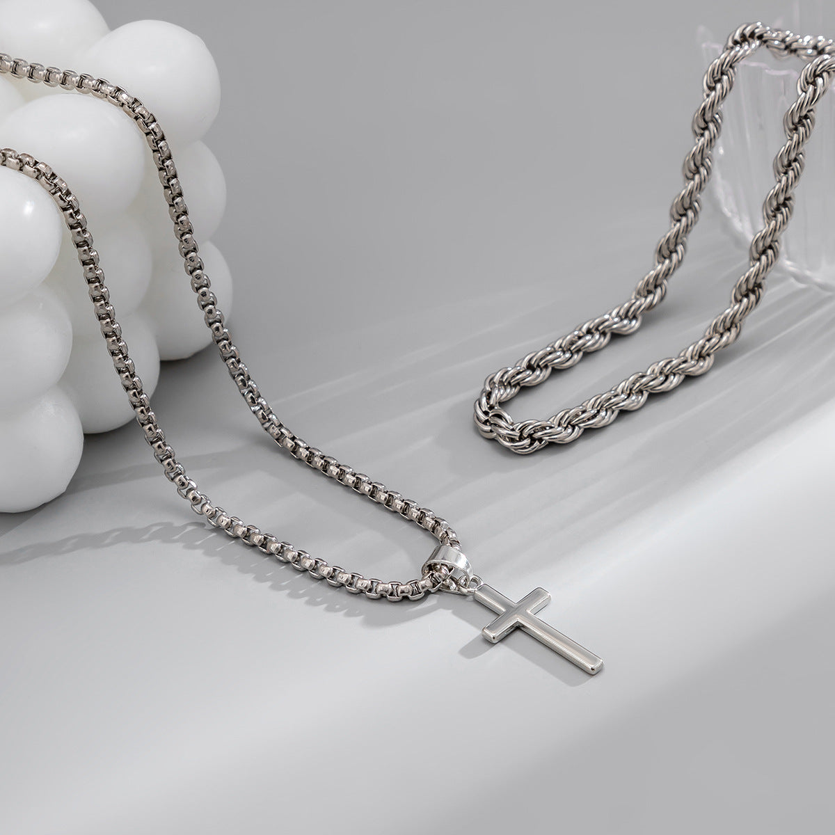 Wholesale Double Stacked Cross Alloy Necklace