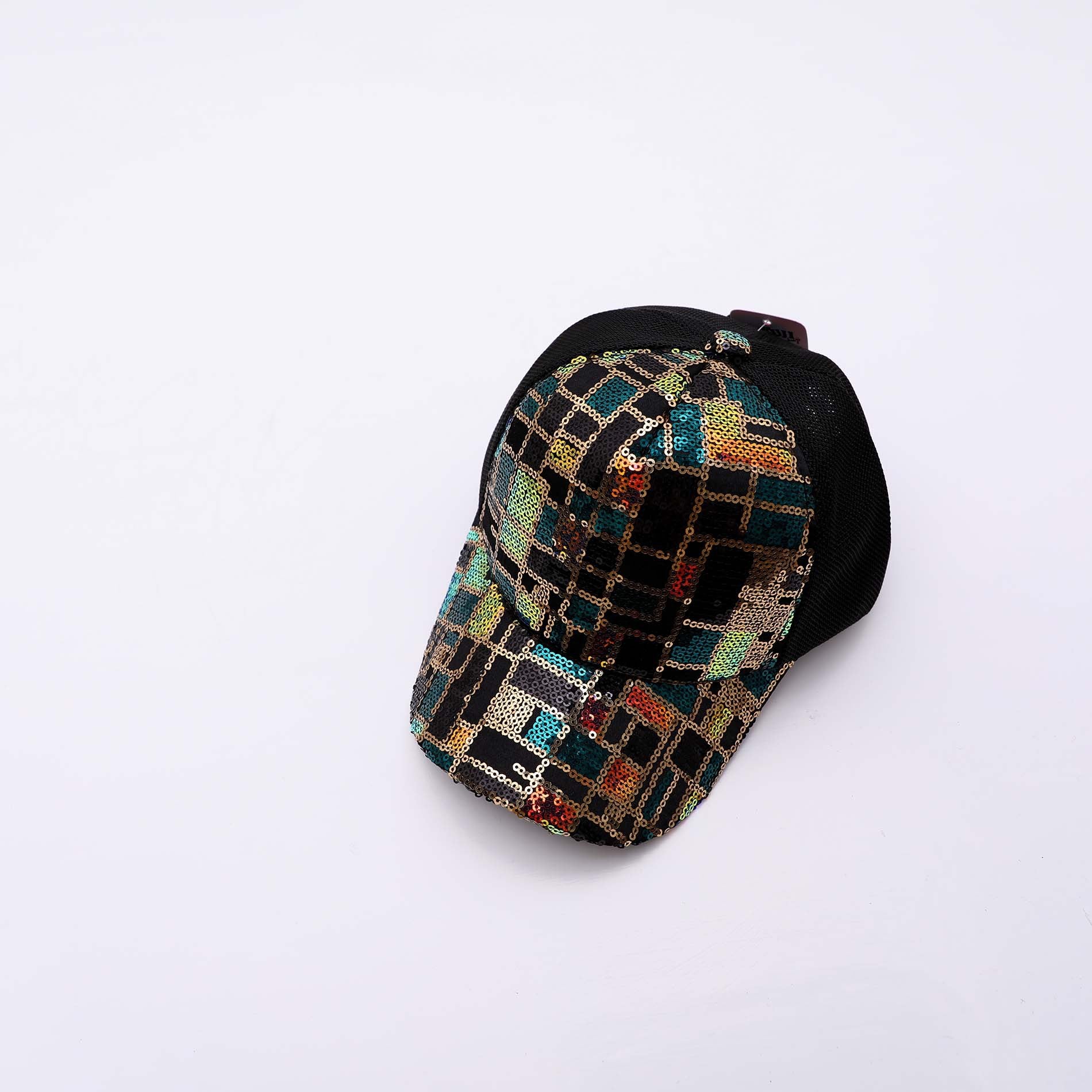 Capilla de malla de béisbol de algodón de algodón de lentejuelas al por mayor para niños