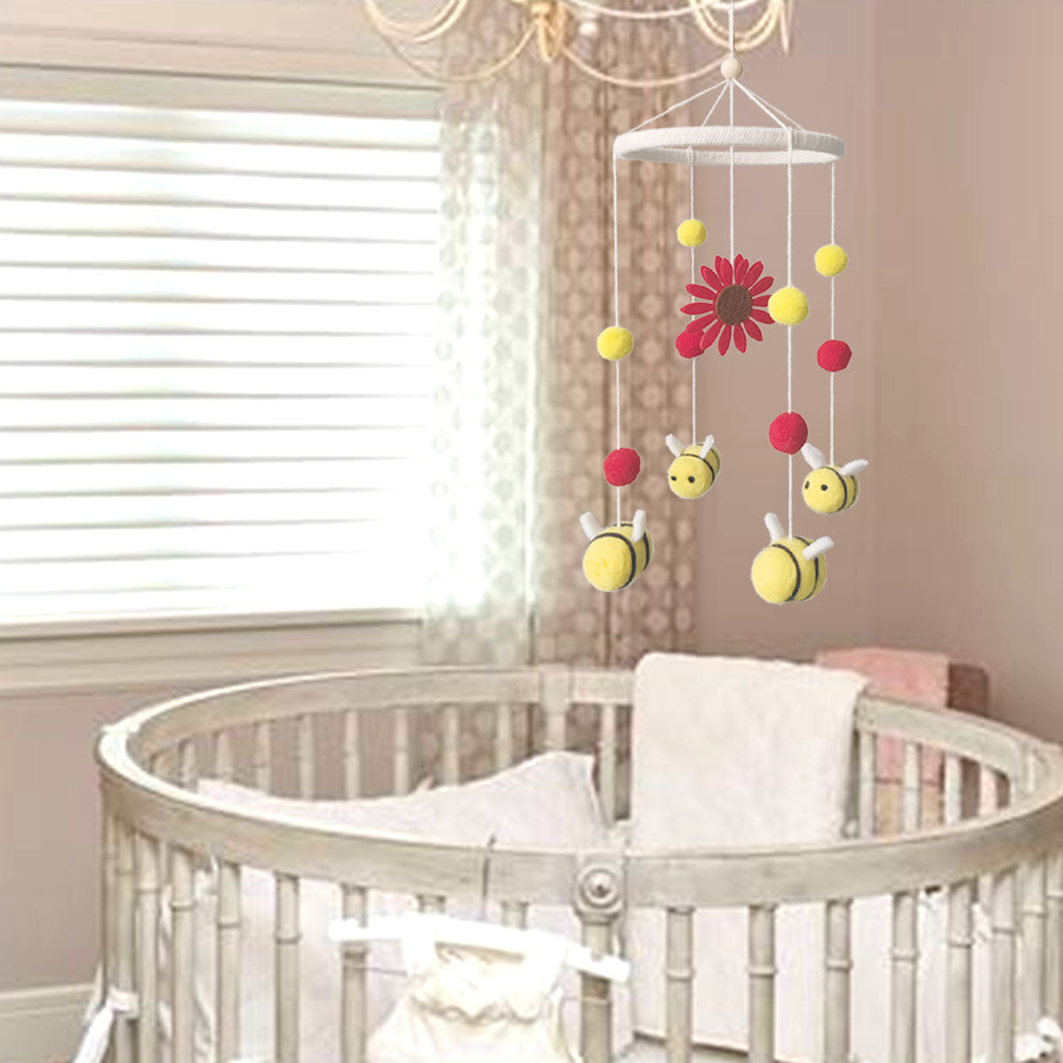 Wholesale Wool Felt Sunflower Bee Wind Chime Wall Hanging