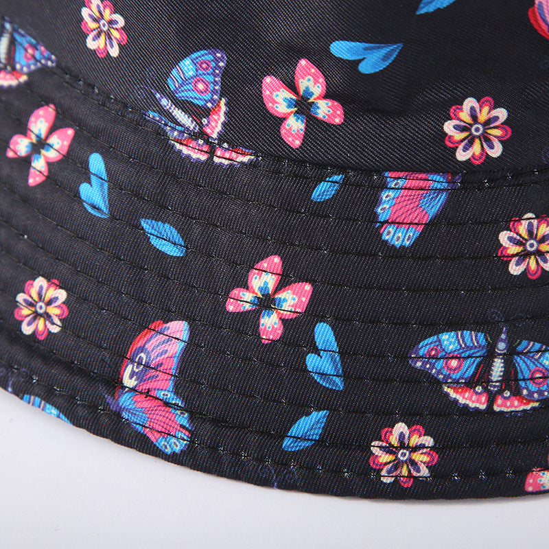 Sombrero de cubo de estampado de mariposa de poliéster de algodón al por mayor