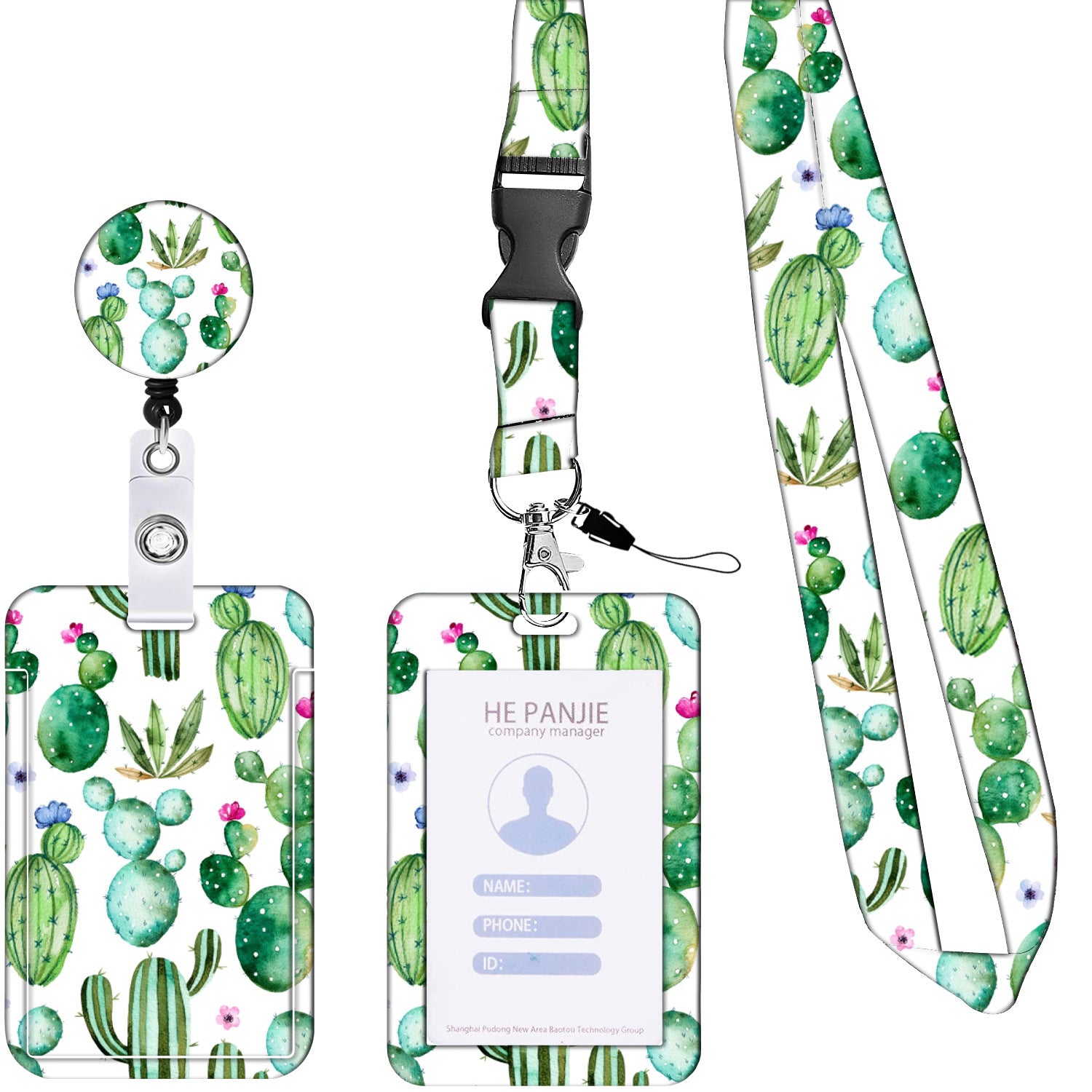 Wholesale Badge Reels Floral Cactus Leopard Starry Sky Butterfly Colorful Card Holder ABS Retractable Keychains