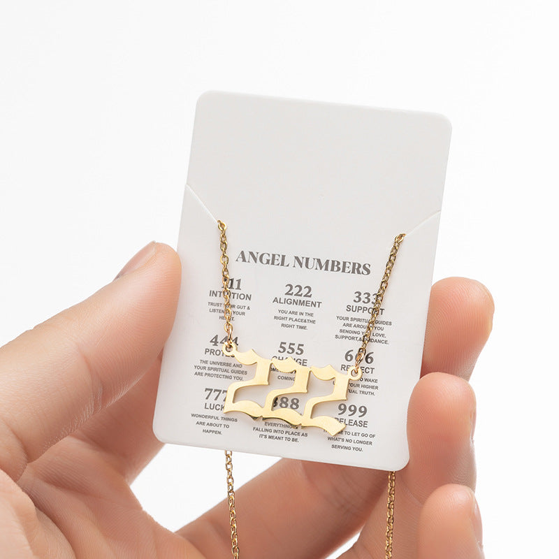 Wholesale Stainless Steel Angel Lucky Number Pendant Necklace