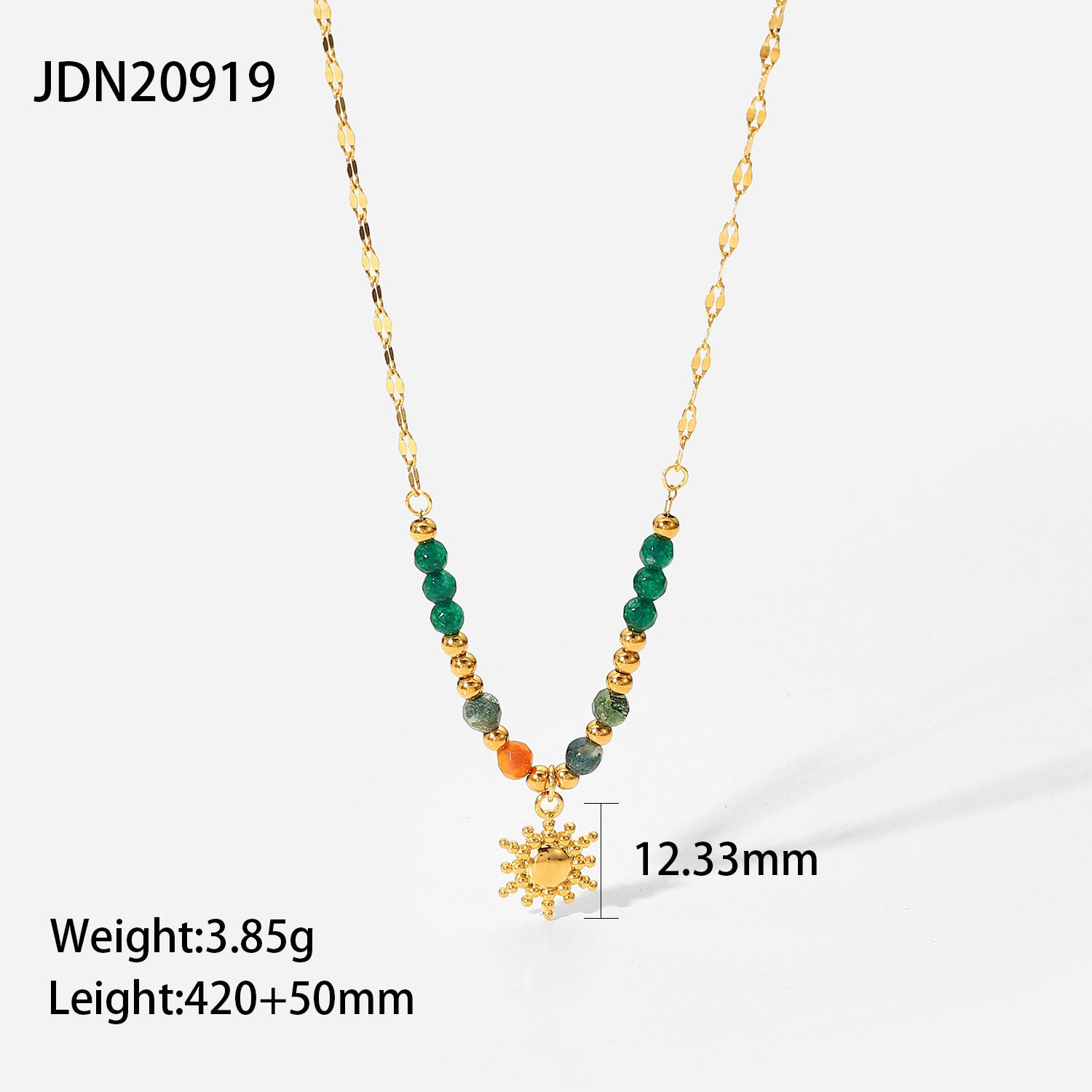 Wholesale Stainless Steel Gold Plated Sun Pendant Necklace