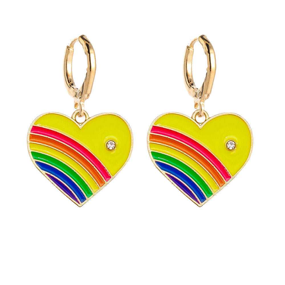 Venta al por mayor Pendientes de aleación de corazón de arco iris de San Valentín