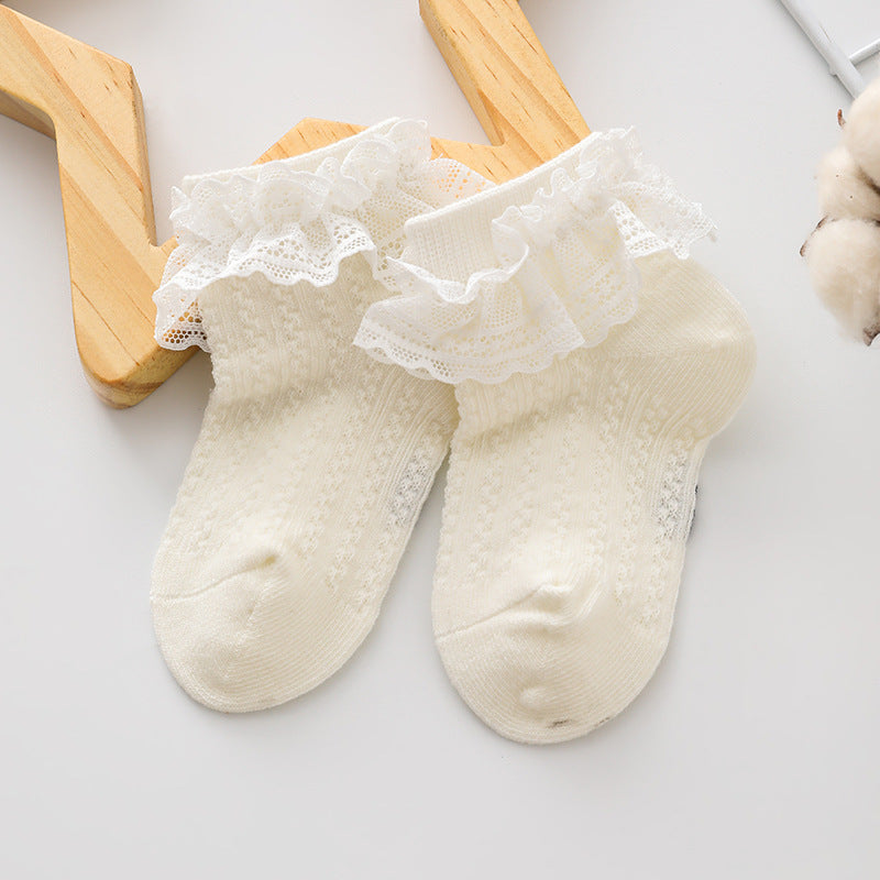 Venta al por mayor 10PCS/PACK Calcetines de encaje fino de verano para niñas de algodón