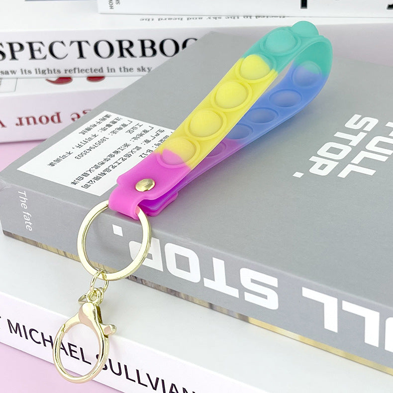 Wholesale PVC Rainbow Fruit Decompression Frozen Leather Rope Keychain