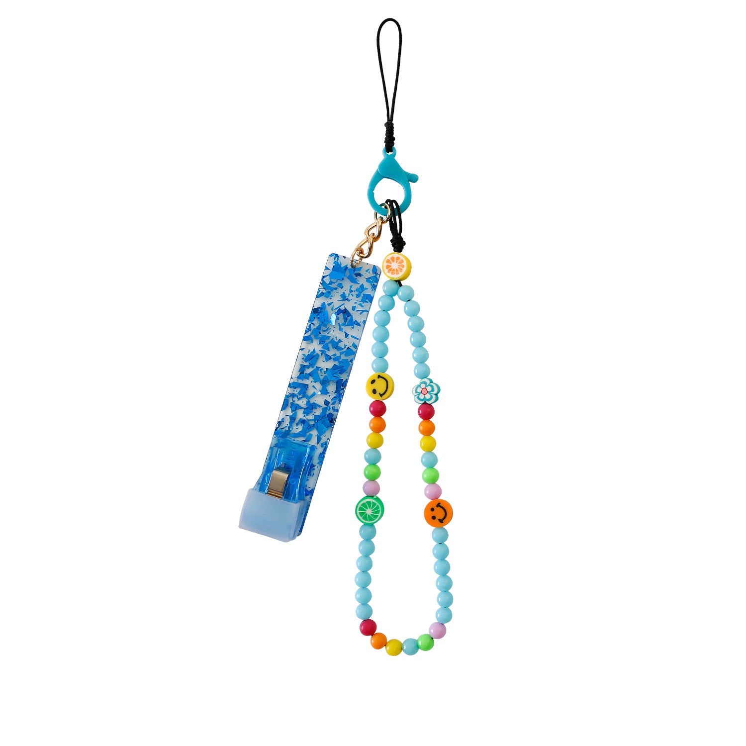 Wholesale Plastic Beaded Acrylic Card Picker Mobile Phone Chain Keychain