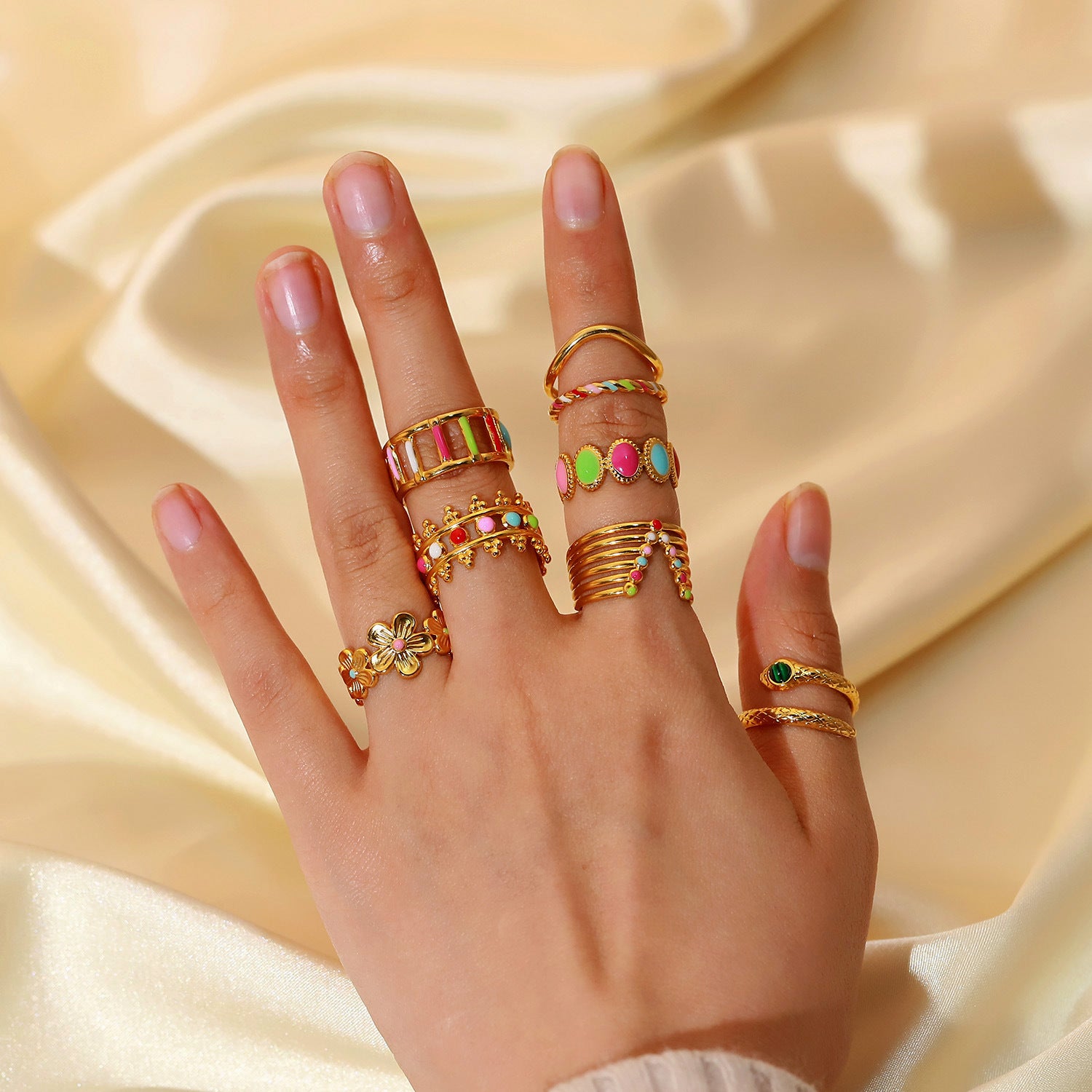 Wholesale 18K Gold Plated Colored Stainless Steel Rings