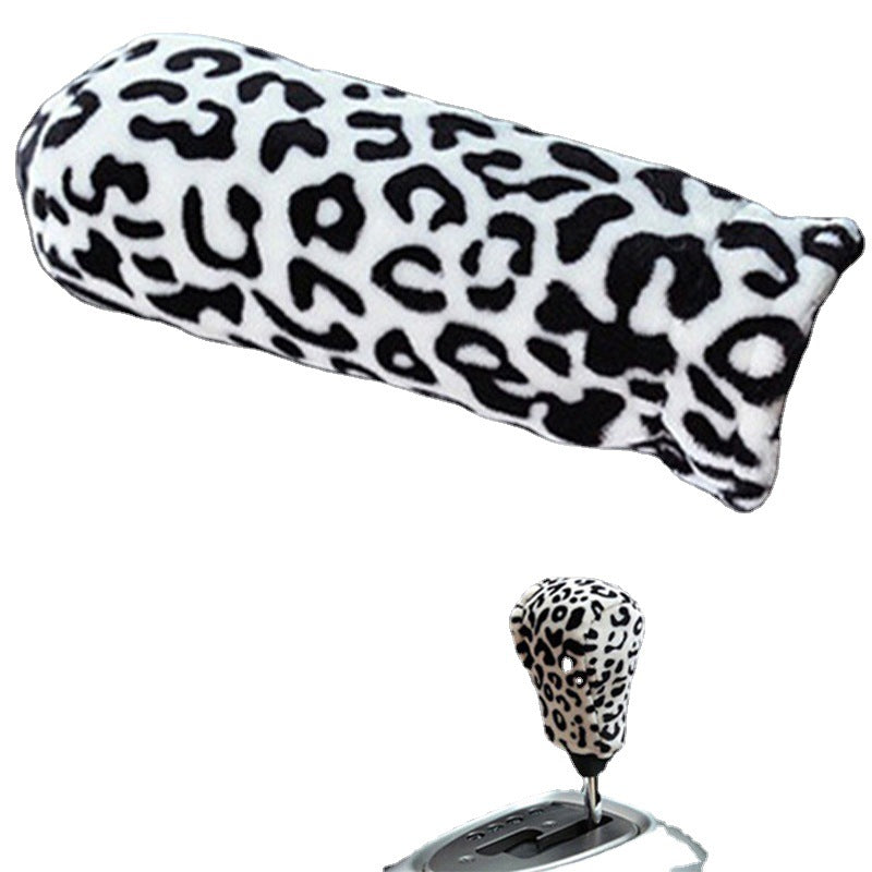 Wholesale Leopard Pattern Plush Insulation Car Gear Lever Cover Handbrake Cover