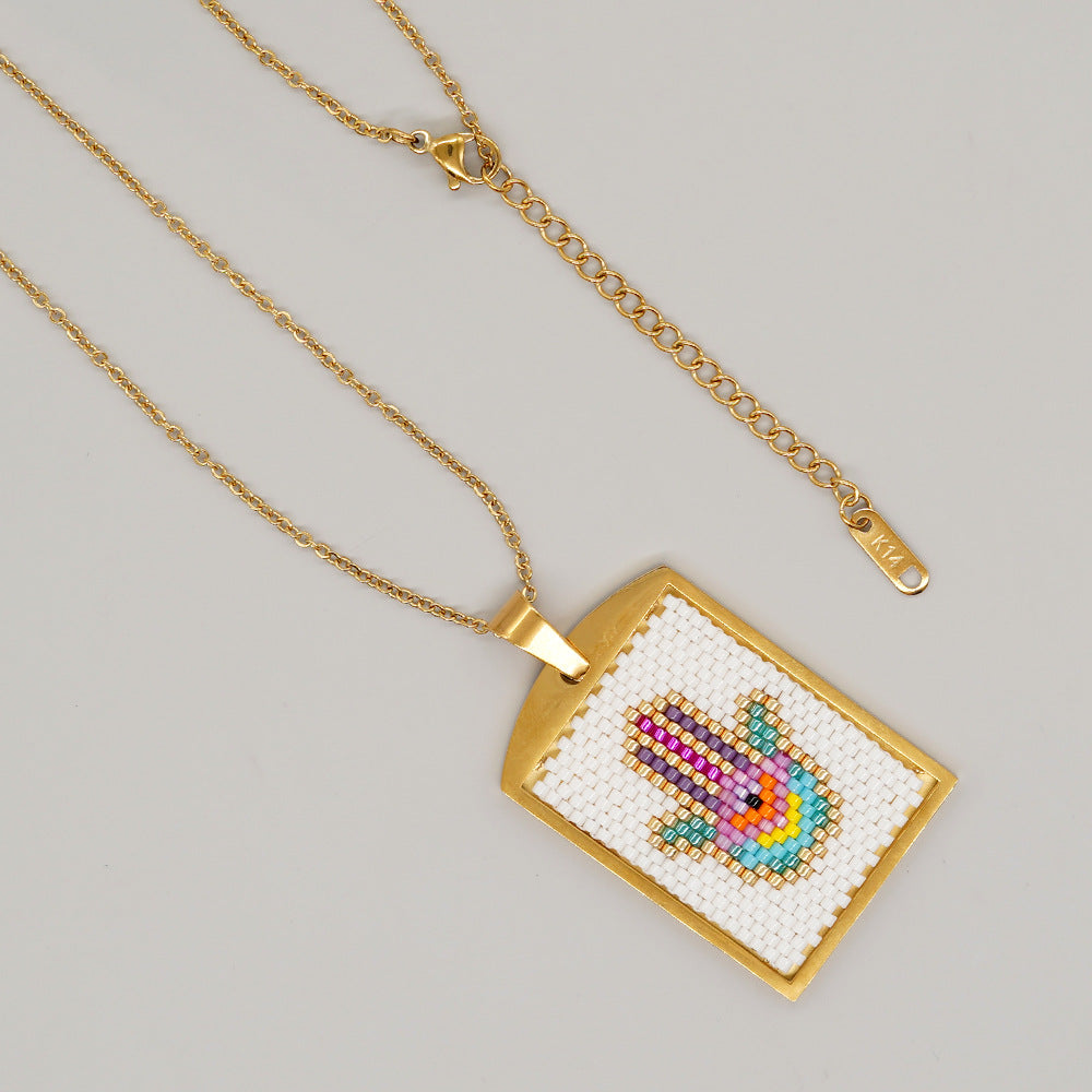 Collar De Acero Inoxidable Palm Eye Heart al por mayor