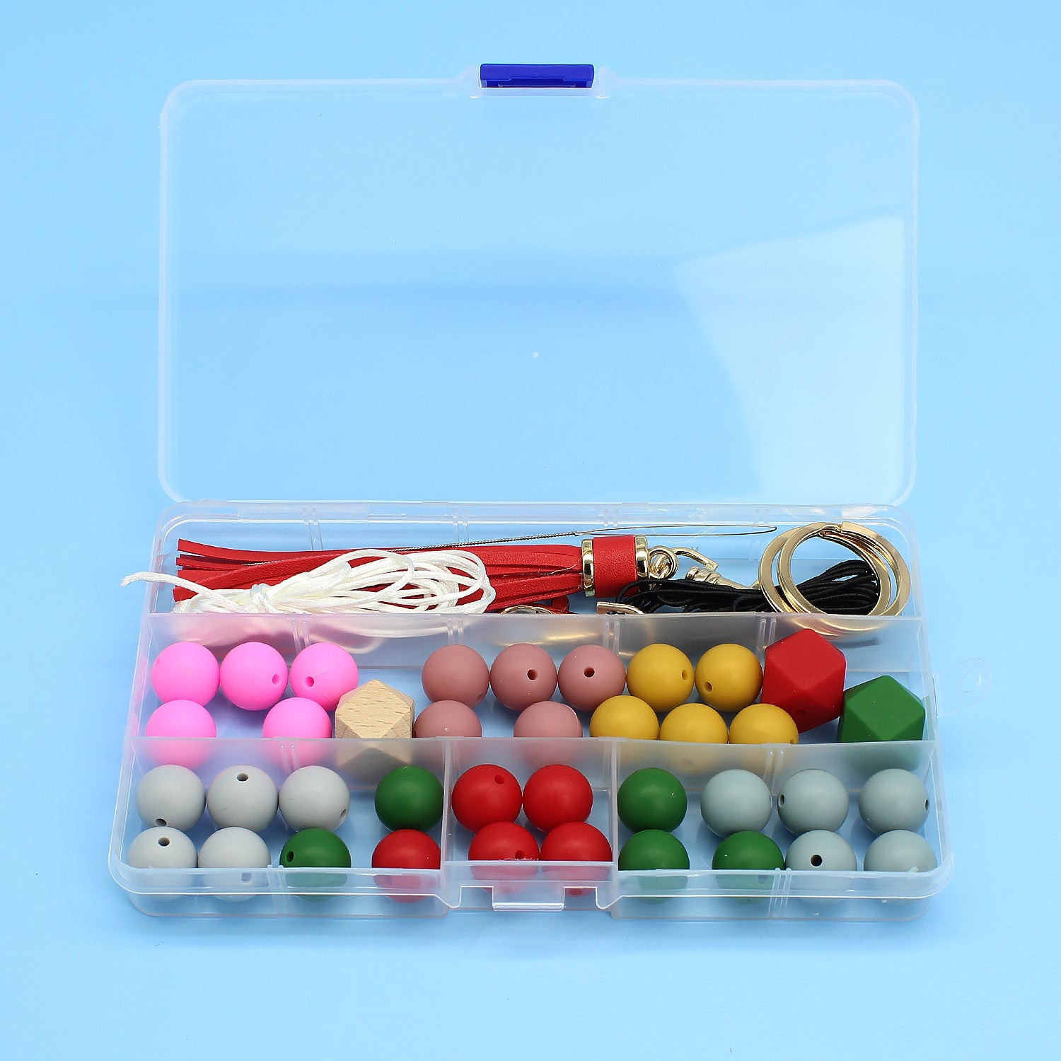 Venta al por mayor de cuentas de silicona DIY llavero de muñeca 15 rejillas