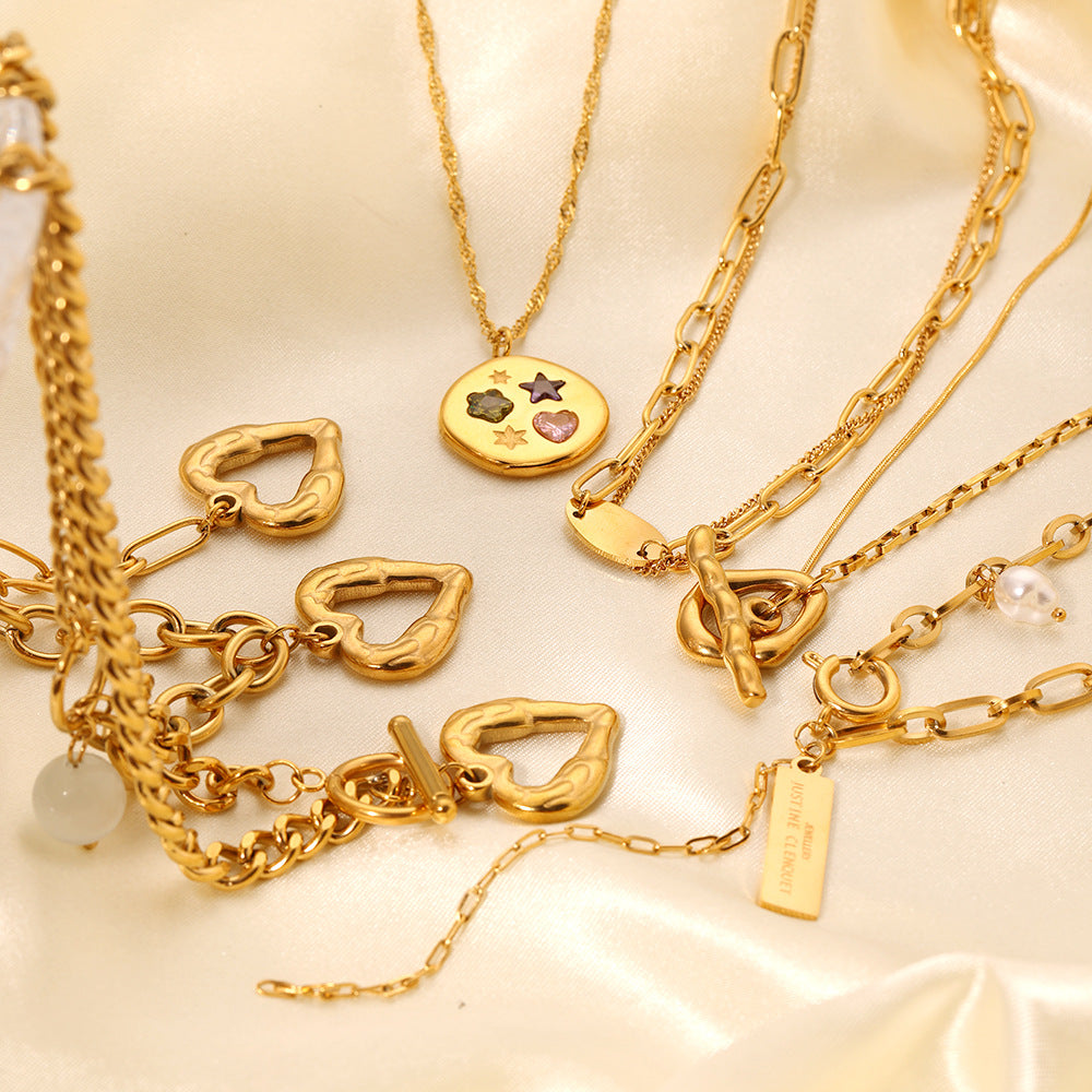 Wholesale Heart Clavicle Chain  Stainless  Steel Necklace