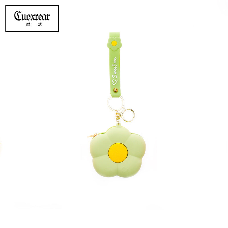 Wholesale Flower Silicone Mini Cartoon Cute Zipper Keychain Wallet