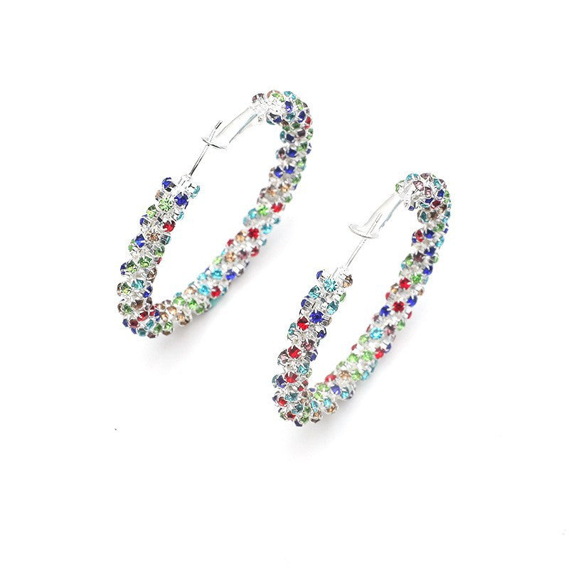 Wholesale Round Diamond Alloy Earrings