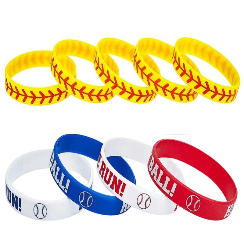 Wholesale 1000PCS Flat Printed Softball Silicone Bracelet