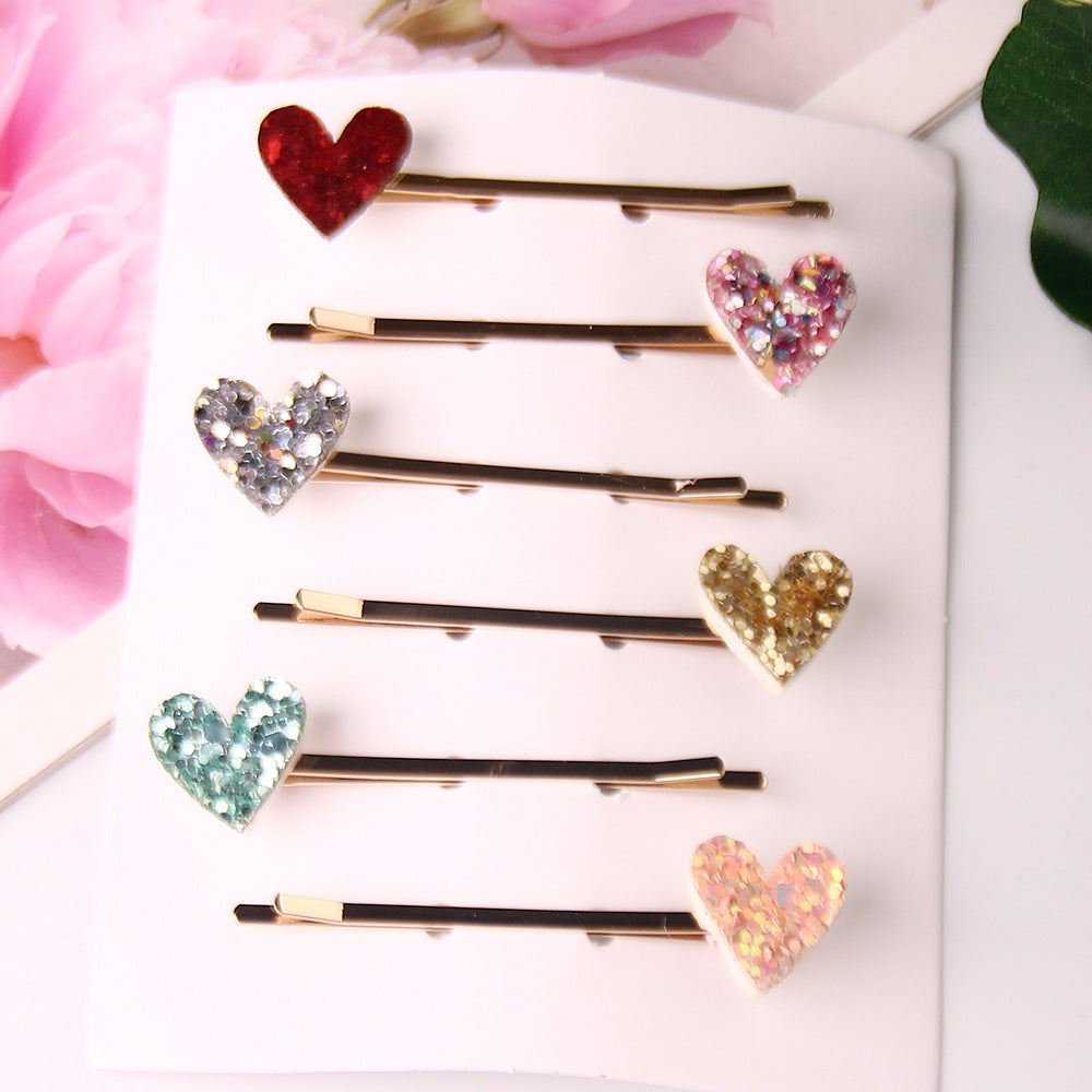 Wholesale Heart Alloy Hair Clips Set of 6