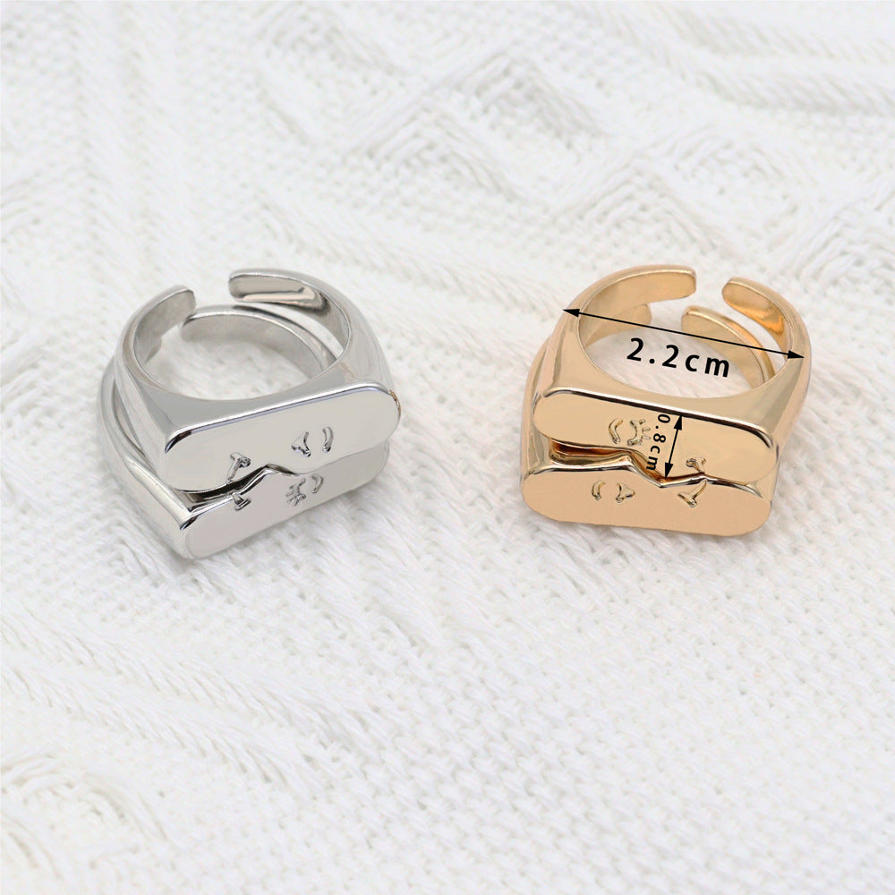 Wholesale Alloy Adjustable Face Micro Expression Couple Rings