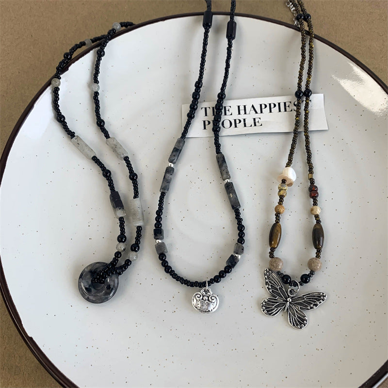 Wholesale Butterfly Natural Stone Necklace