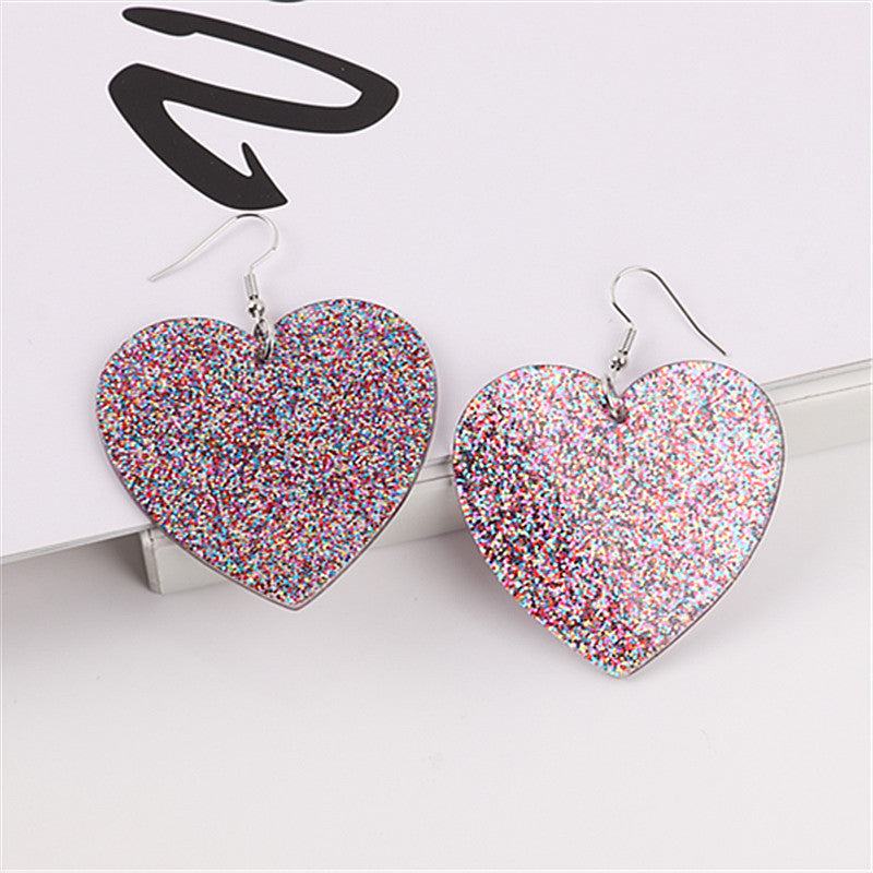 Wholesale Valentine's Day Glitter Heart Acrylic Earrings