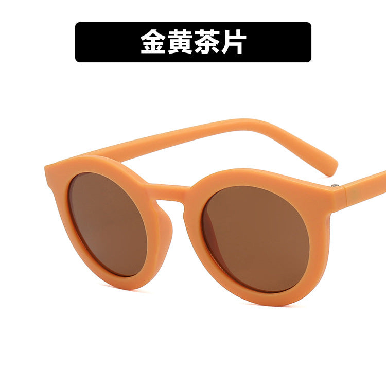 Wholesale Cream Color Kids Versatile Round Frame PC Sunglasses