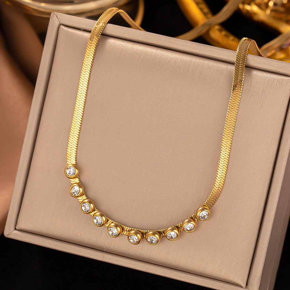 Wholesale Retro Simple Oval Turquoise Snake Bone Titanium Steel Necklaces