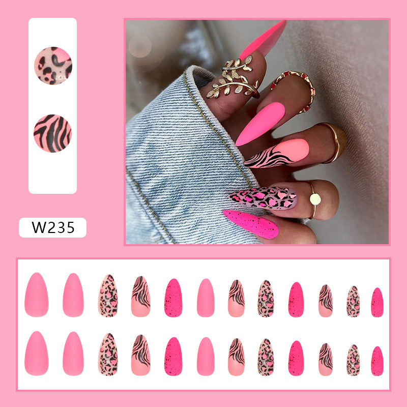 Wholesale Pink Vibrant Leopard Resin Nail Stickers
