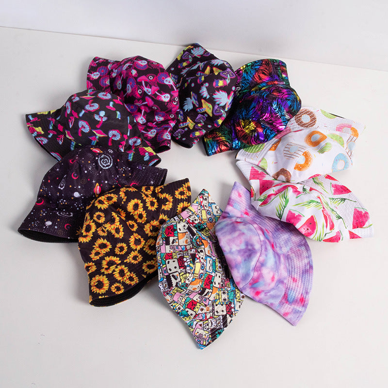 Venta al por mayor Tie Dye sombrero de cubo de poliéster de doble cara