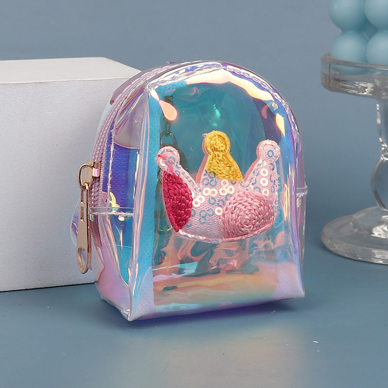 Purso de monedas de monedas de láser para niños transparentes de Crown Heart de Crown Heart